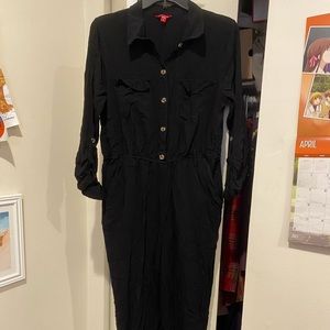 Guess Black Collared Jumpsuit